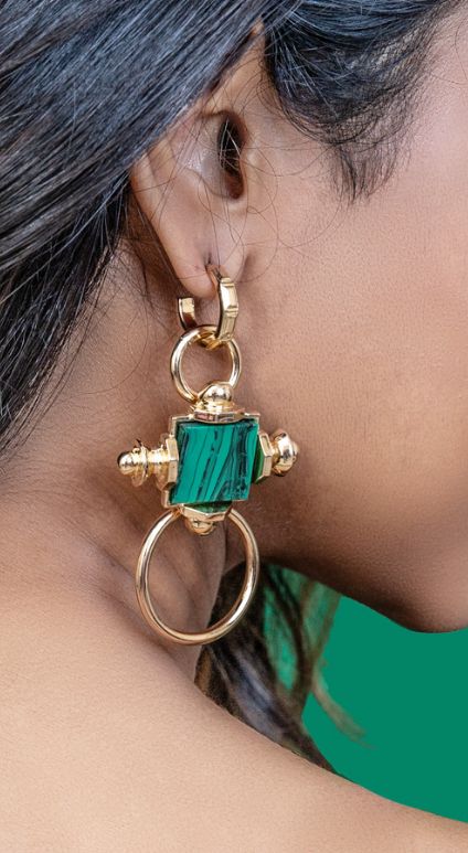 Malachite Double Loop Earrings