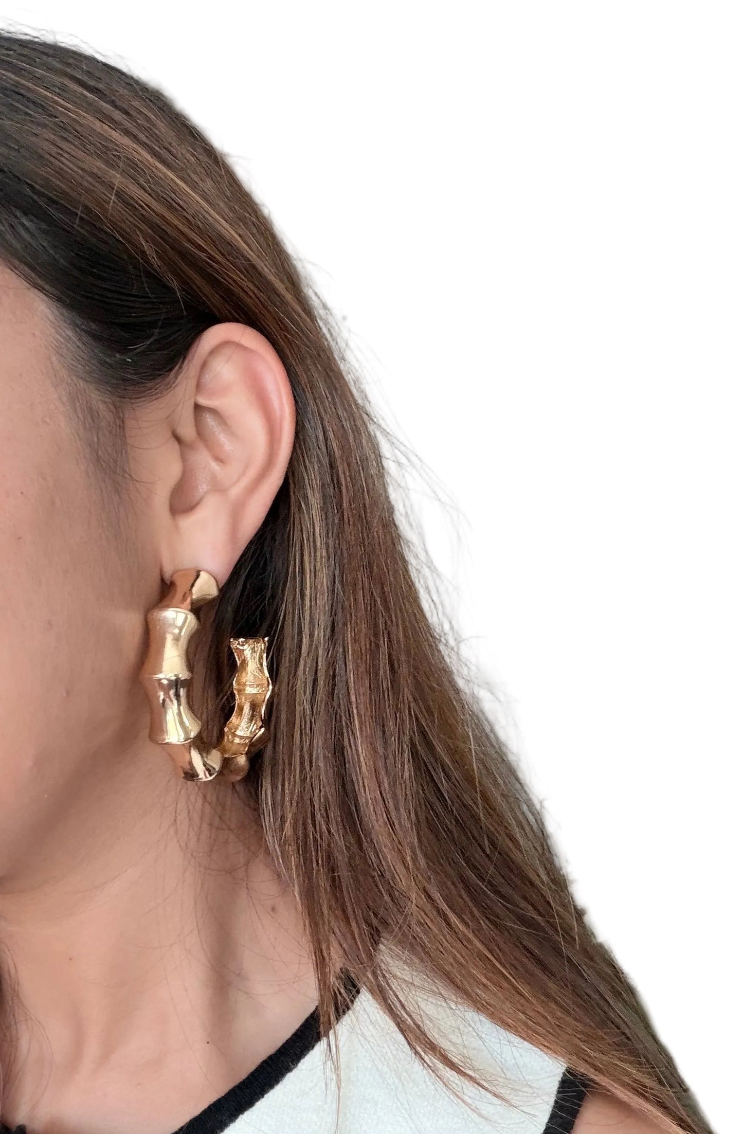 Chunky Bamboo Gold Hoops