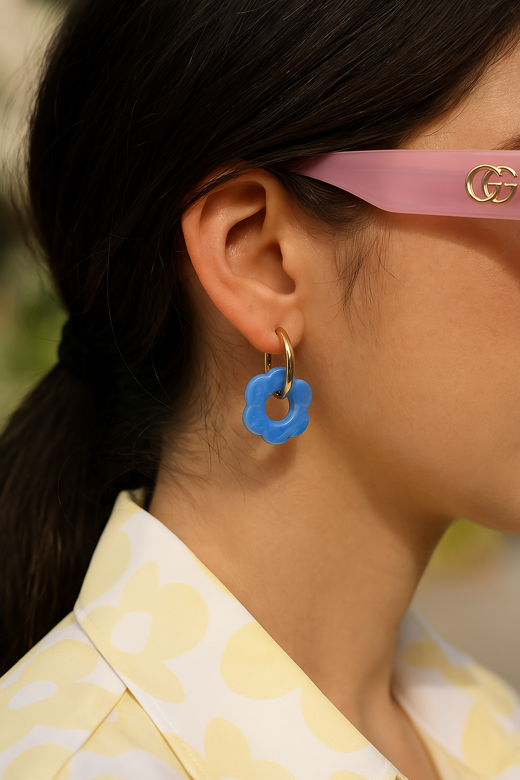 Daisy Charm Hoops