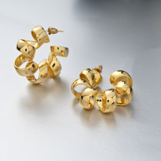 Wired Solid Gold Hoops