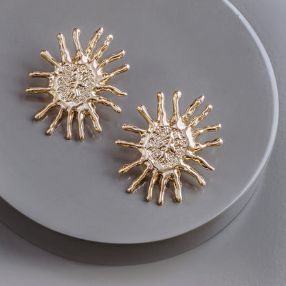 Gold Sun Rays Earrings