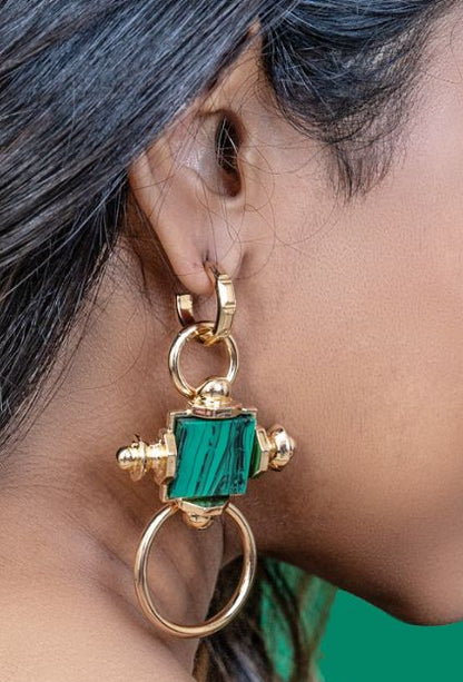 Malachite Double Loop Earrings
