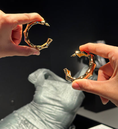 Chunky Bamboo Gold Hoops