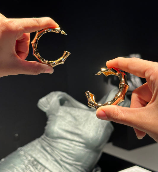 Chunky Bamboo Gold Hoops