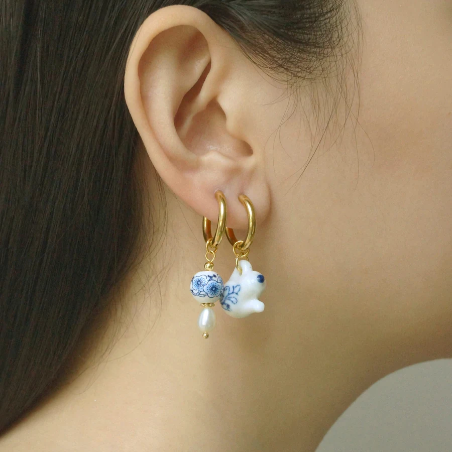 Porcelain Charm Mini Hoops