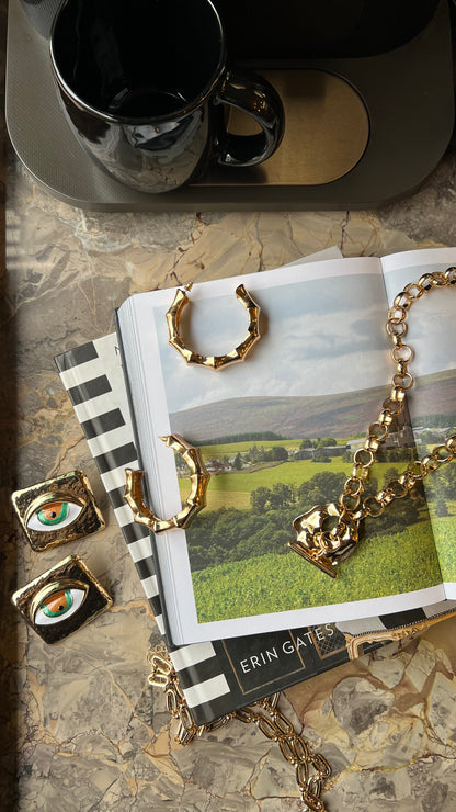 Chunky Bamboo Gold Hoops