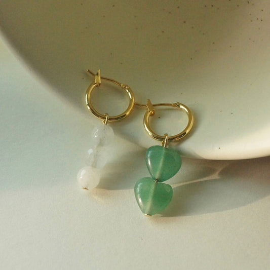 Mismatched charm mini hoops