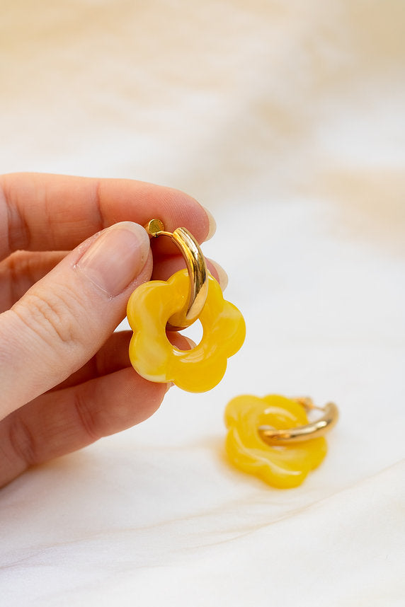 Daisy Charm Hoops