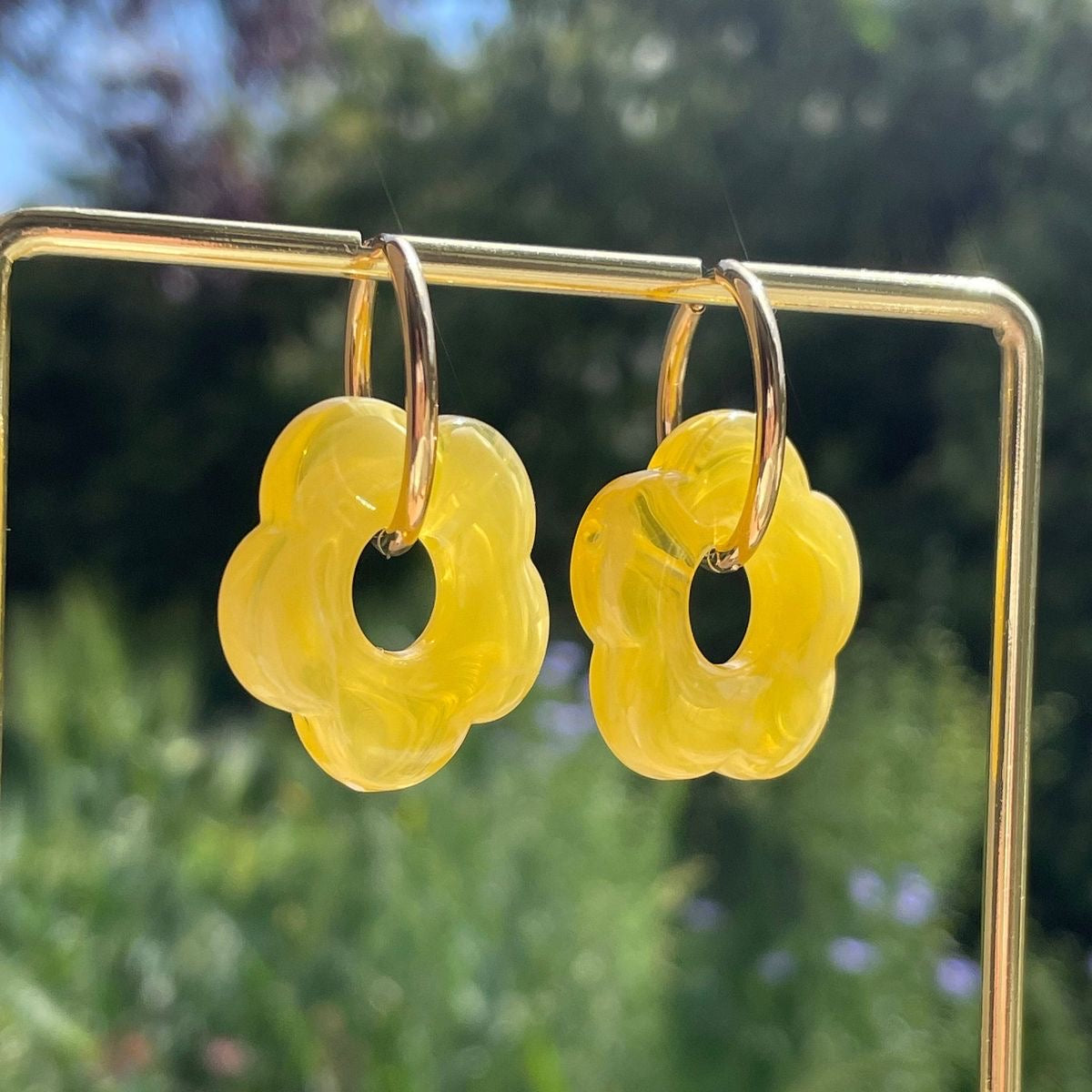 Daisy Charm Hoops