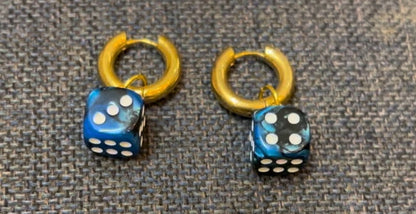 Game-on Charm Gold Hoops (Dice)
