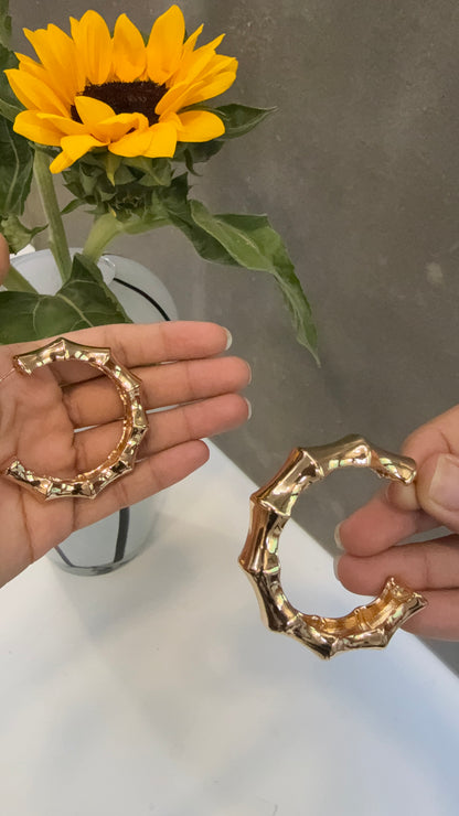 Chunky Bamboo Gold Hoops