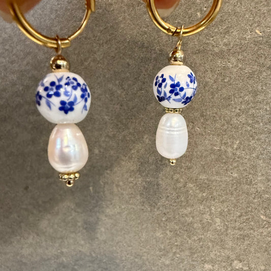 Porcelain Charm Mini Hoops