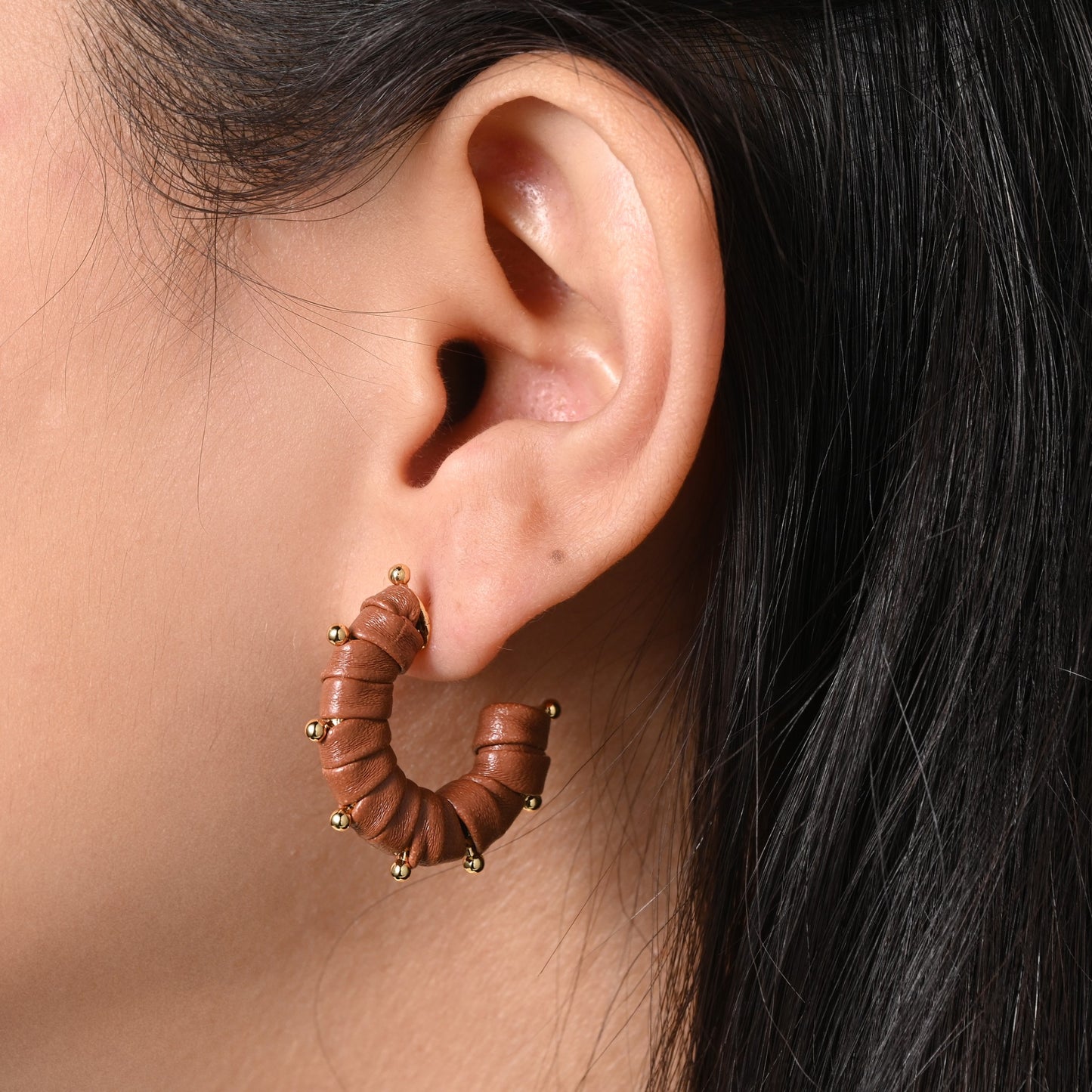 Leather Open Hoops