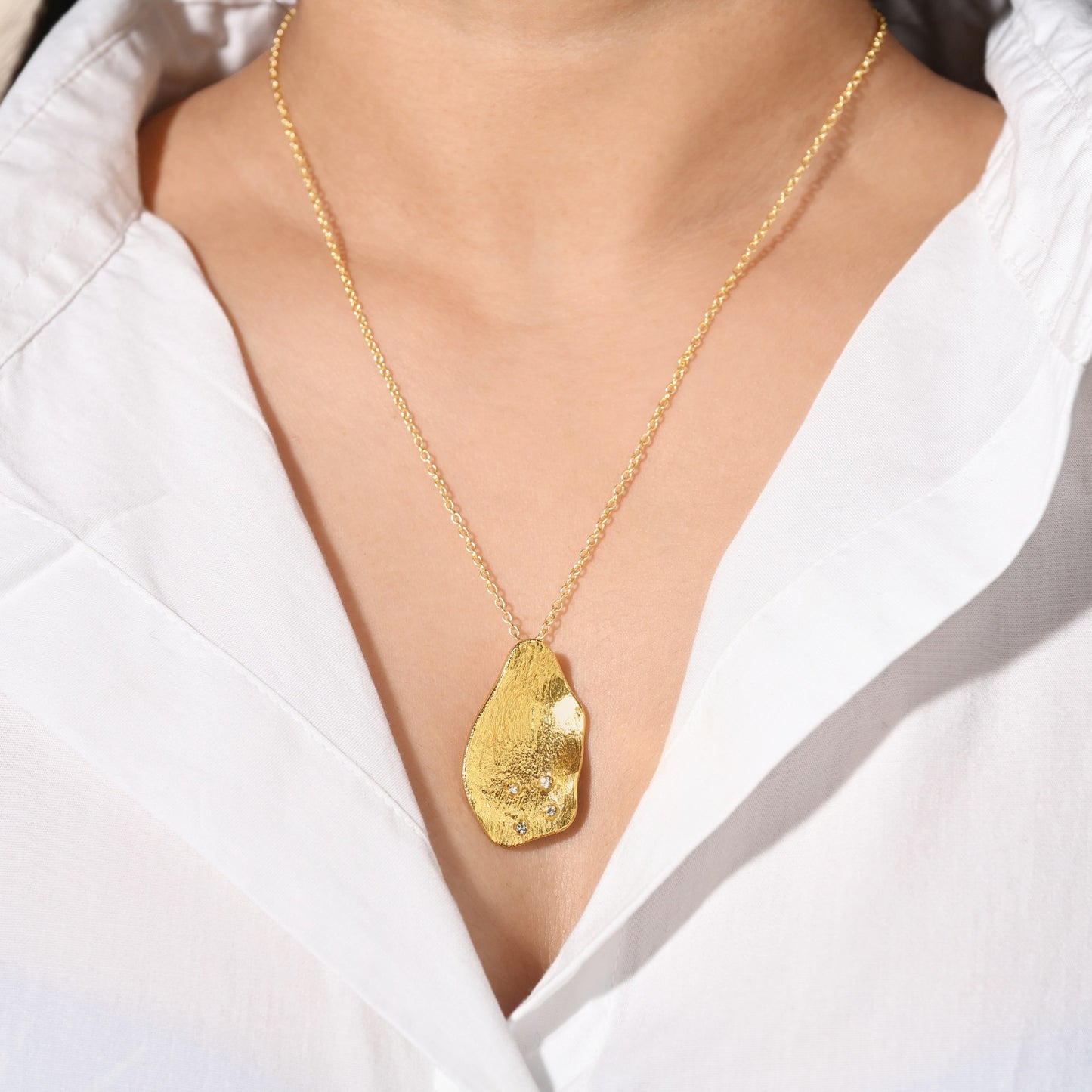 Molten Gold Pendant with Crystals