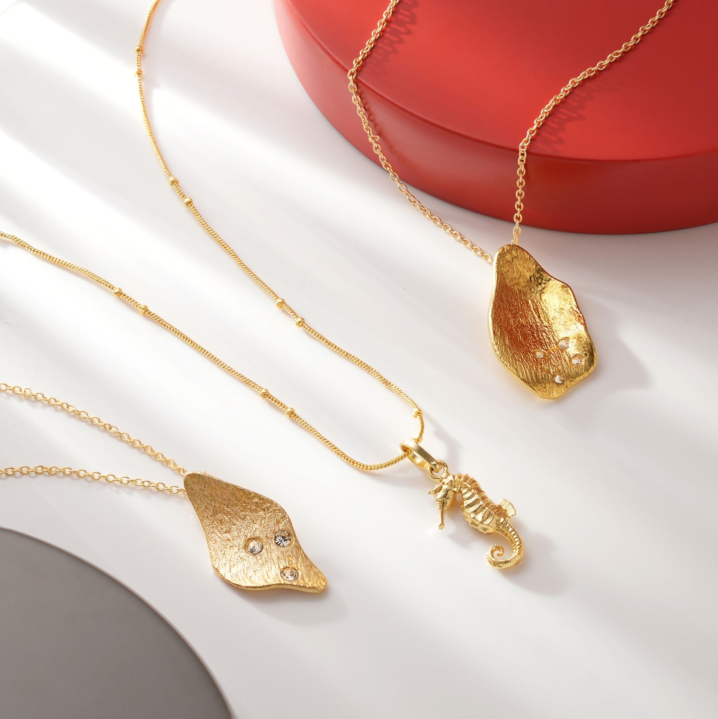 Leaf Pendant with Crystals